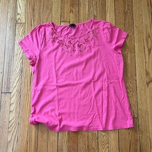 Pink Talbots Women's Top with Floral Detail
